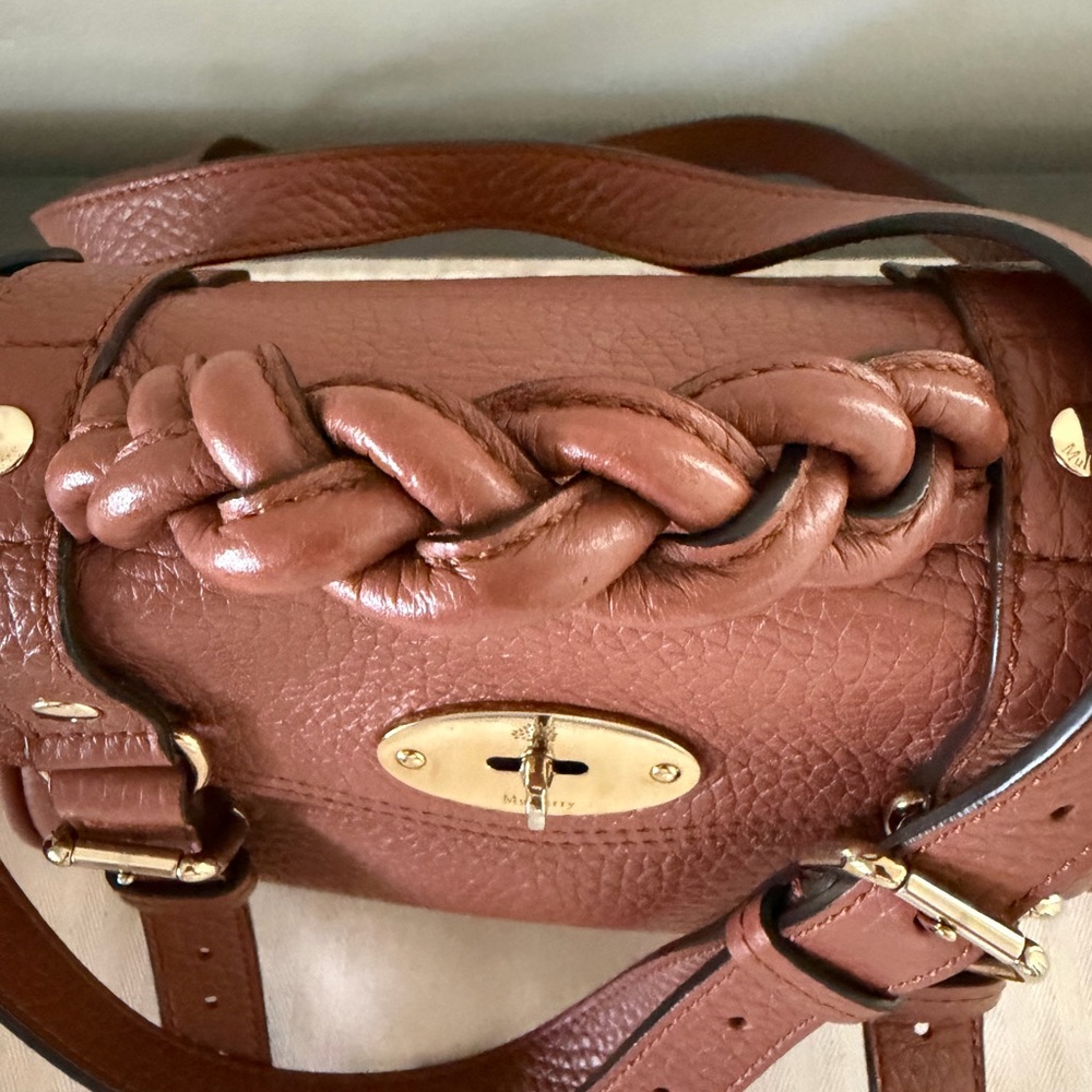 Mulberry Braided-Handle Mini Satchel in Chestnut - Picture 4 of 16